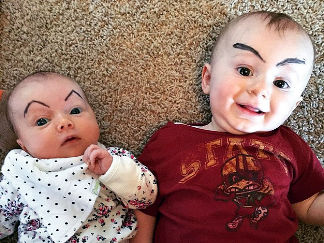 Babies With Eyebrows Drawn On Their Faces - Gallery ...