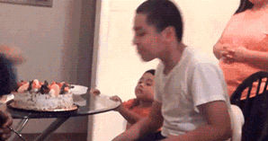 17 - Dad fails and accidentally pushes kids face into cake.