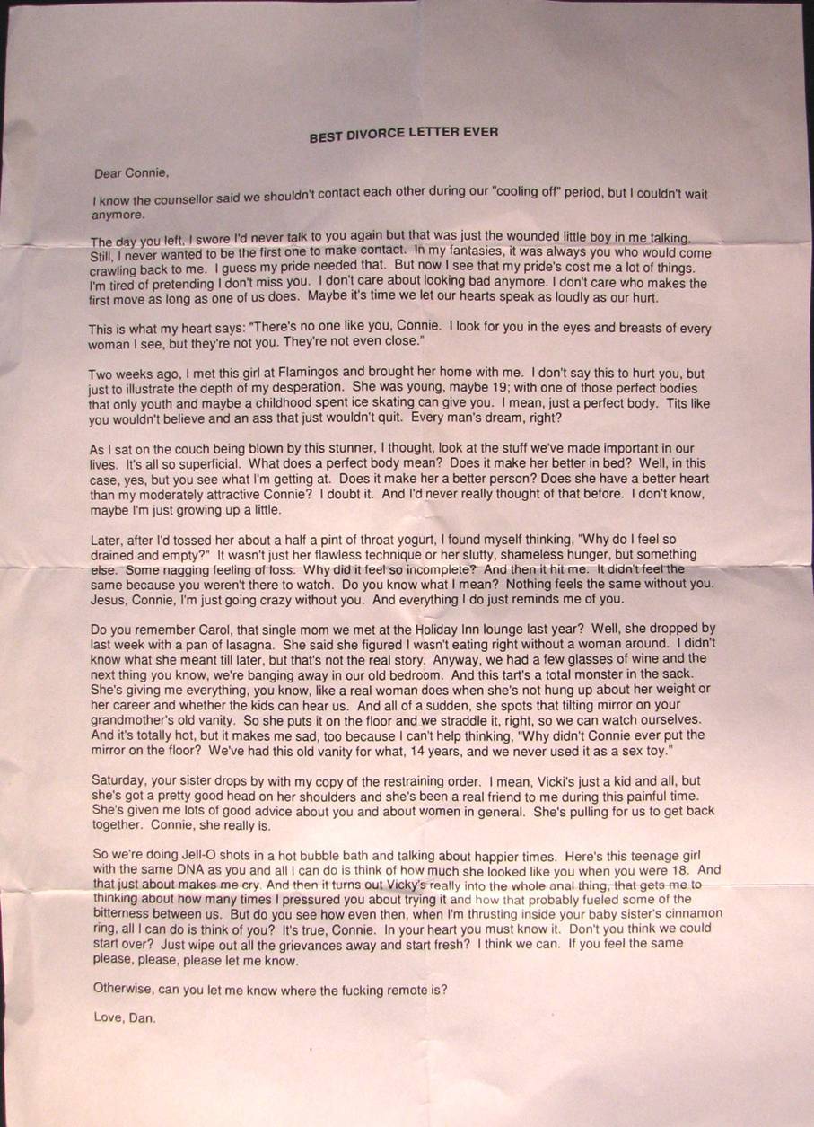 Best Divorce Letter EVER! - Picture | eBaum's World - 907 x 1255 jpeg 193kB