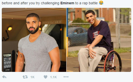 Memes that spur out due to an alleged rap battle between Drake and Eminem
