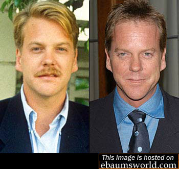 Kiefer Sutherland in 1985 and today.