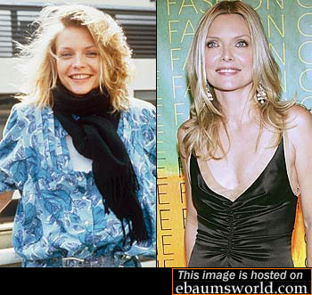 Michelle Pfeiffer in 1985 and today.