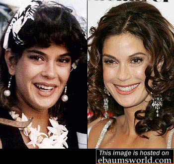 Teri Hatcher in 1990 and today.