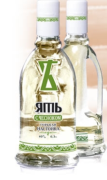 This unique garlic flavored vodka is produced by the Vodochnaya Artel YAT, a Russian distillery.