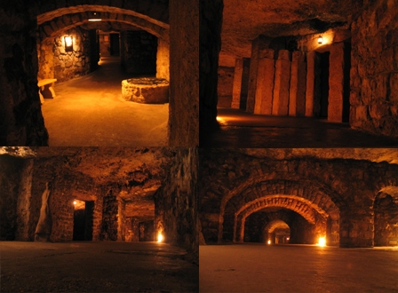 Miles and miles of tunnels and caves under Castle Hill in Budapest, Hungary.