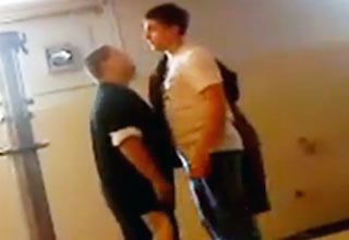 A fight breaks out in a school locker room. Another bully getting what he deserves. 