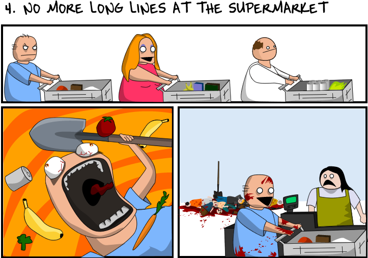 cartoon - 4. No More Long Lines At The Supermarket