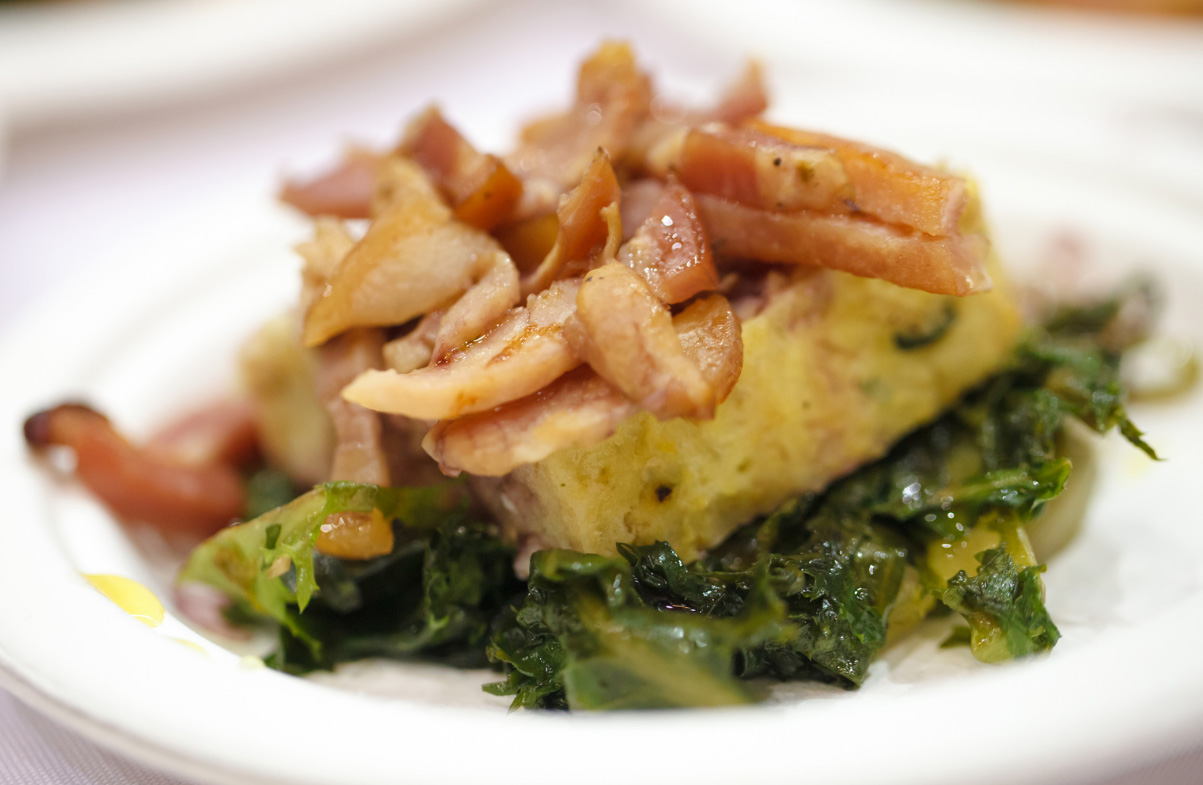 Savory Potato Cake with Sauteed Endive and Single Varietal Unfiltered Red Wine Vinegar