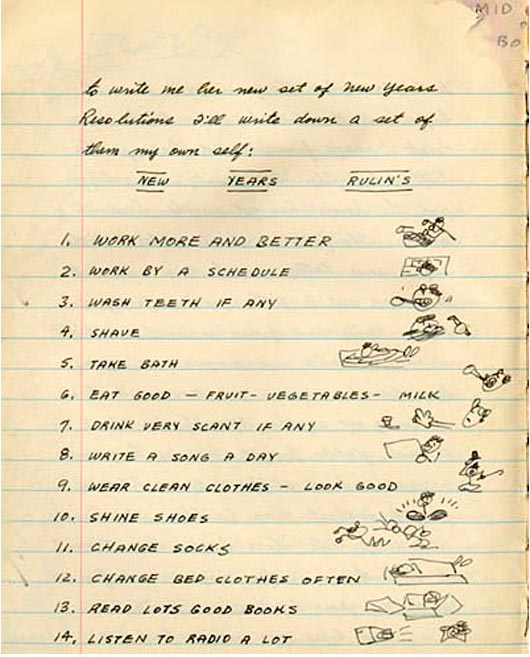 Woody Guthrie's New Years Resolutions For 1942