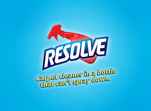 graphics - Resolve Carpet Ceaner in a bottle that can't spray down.