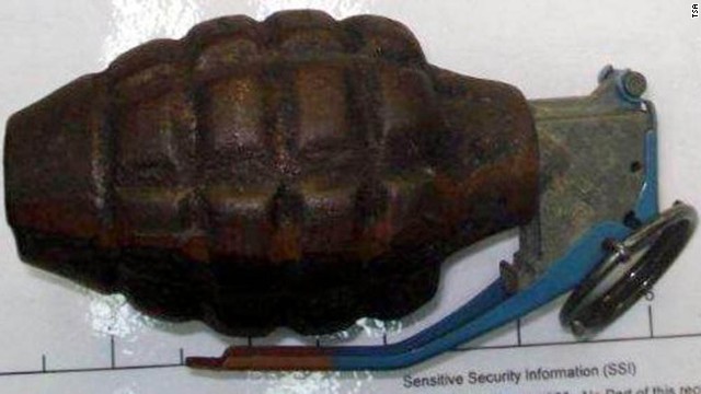 An inert grenade was found at San Antonio International Airport.