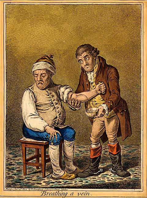 Bloodletting, was used prior to the mid-nineteenth century to release disease and ease the suffering of ill patients. Cholera victims were often subjected to such treatment.