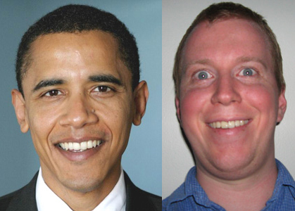 <a href="http://www.ilooklikebarackobama.com/" target="_blank">ilooklikebarackobama.com</a> - If you can't see the mysterious, ambiguous resemblance between the first American black president in history and the crazy white dude who owns this site then something is wrong with your eyes, according to him. We don't know if this dude is being serious or he's just having fun.