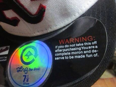 cap stickers - Warning If you do not take this off after purchasing You are a complete moron and de serve to be made fun of. anata