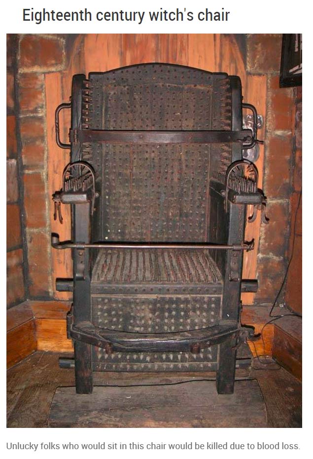 torture museum amsterdam - Eighteenth century witch's chair Unlucky folks who would sit in this chair would be killed due to blood loss.