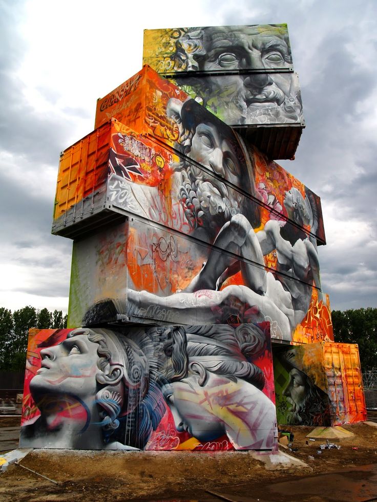 random pic pichi b 1976 and avo b 1985 spain an architectural canvas of shipping containers painted with greek gods