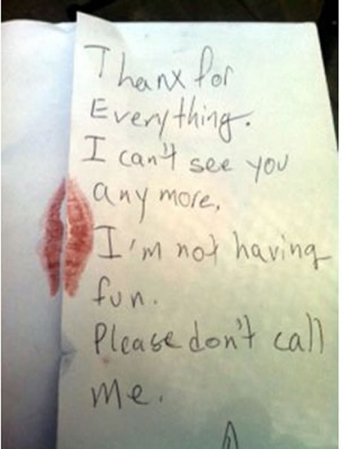 hilarious break up notes - Thanting Everything I can't see you t anymore, 1 I'm not having I fun. Please don't call me.