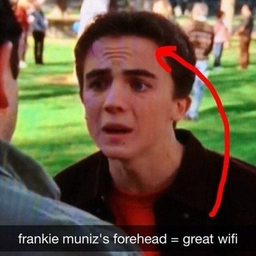 funny snapchats - frankie muniz's forehead great wifi
