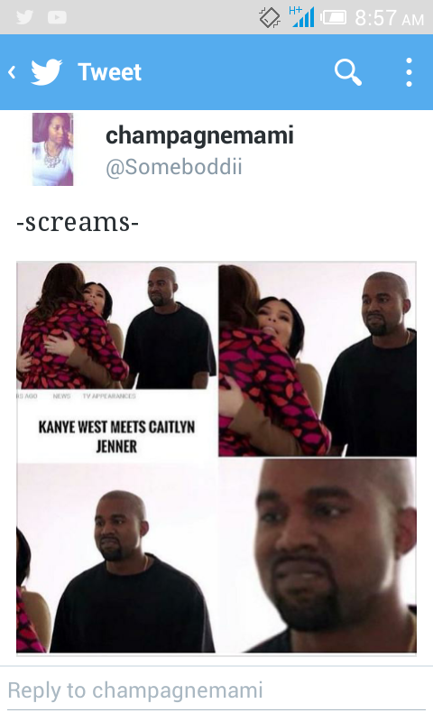 kanye caitlyn jenner meme - | Ky Tweet champagnemami screams Mo News Tv Appearances Kanye West Meets Caitlyn Jenner to champagnemami