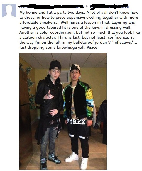 cringe fail - My homie and I at a party two days. A lot of yall don't know how to dress, or how to piece expensive clothing together with more affordable sneakers... Well heres a lesson in that. Layering and having a good tapered fit is one of the keys in