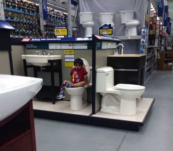 kid poops in display toilet - M16