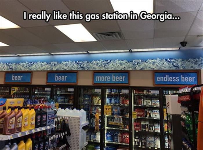 funny gas station - I really this gas station in Georgia... beer beer more beer endless beer Land