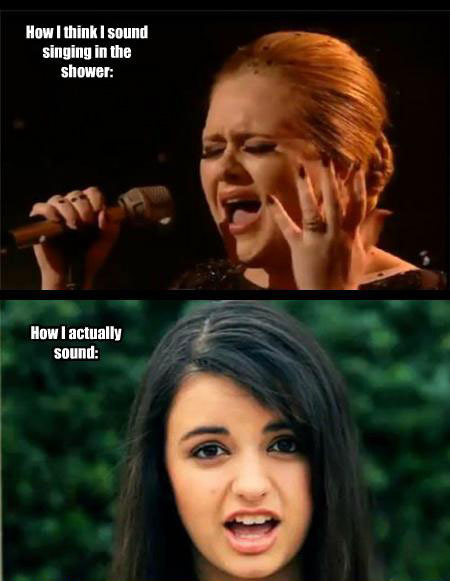 rebecca black friday - How I think I sound singing in the shower How I actually sound