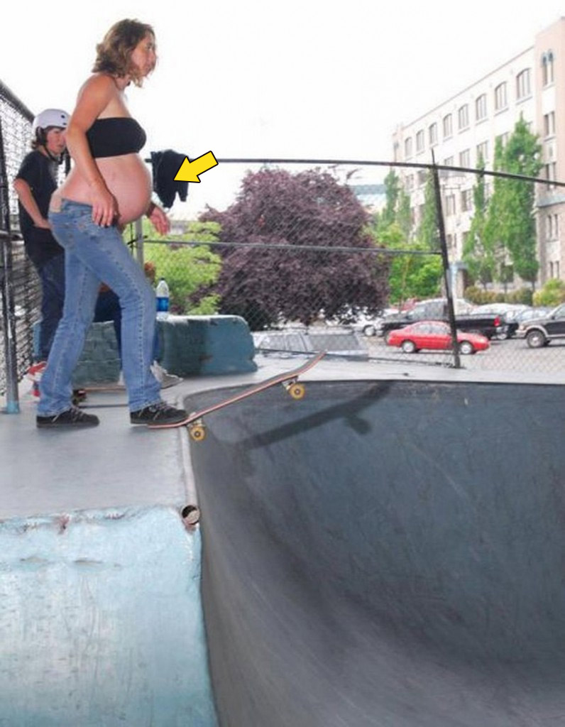 pregnant woman skateboarding