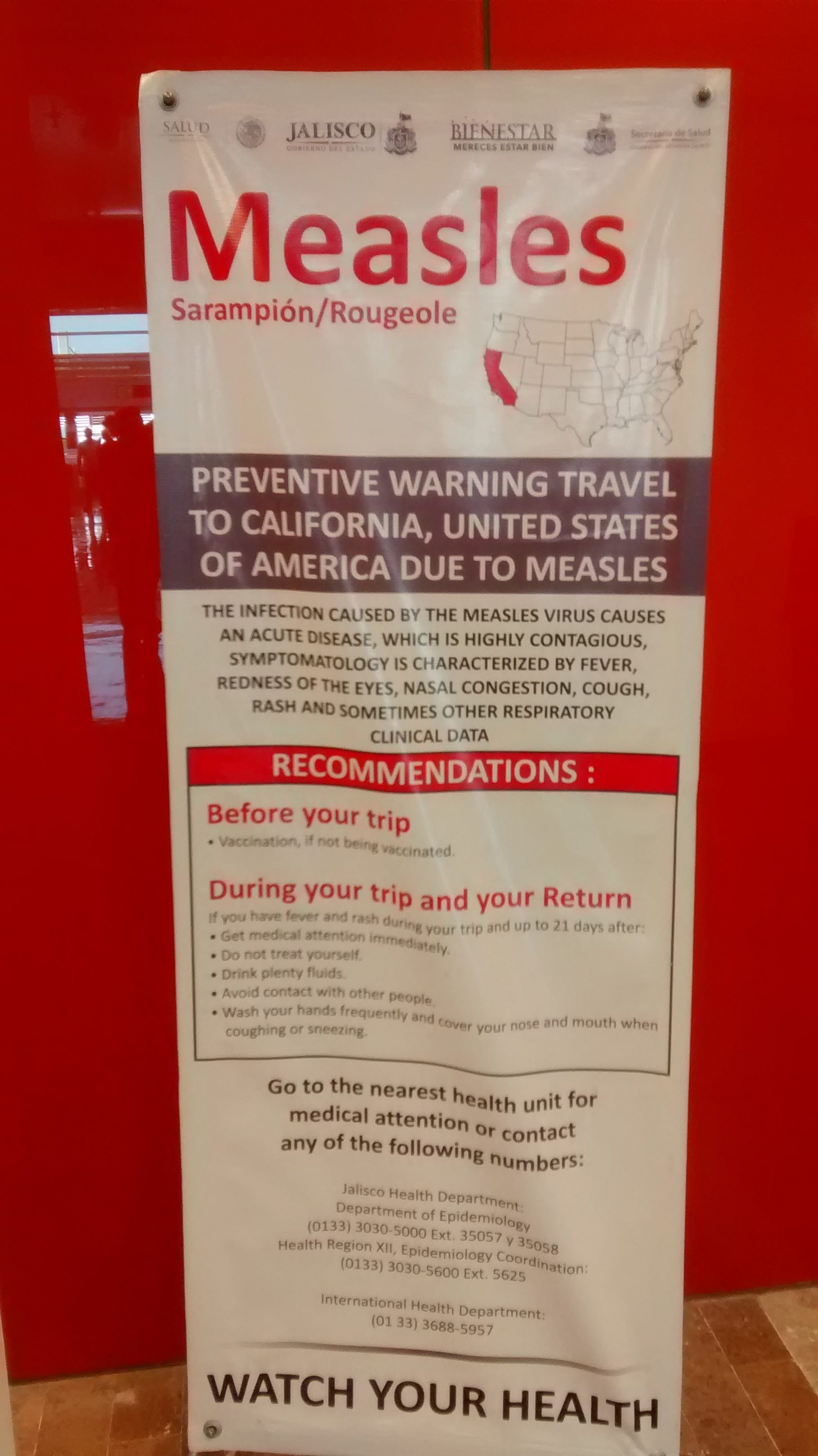 banner - Jacobs Measles SarampinRougeole Preventive Warning Travel To California, United States Of America Due To Measles The Infection Causo By The Meanies Vihue Causes An Ncted With Highly Contagio Symptomatology Olaracterized By Teve Dness Of The Natal