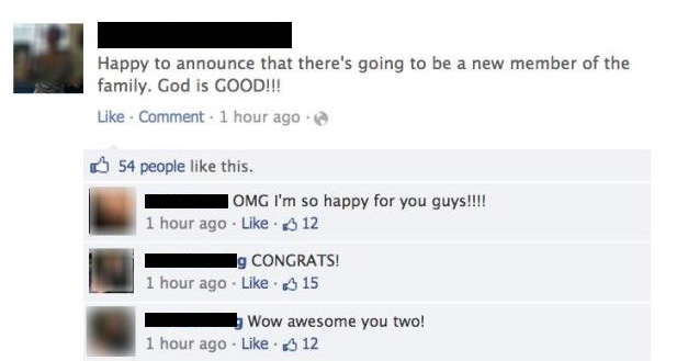 Pregnancy Announcement On Facebook Goes Really Wrong