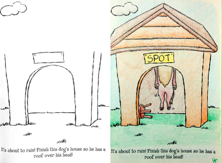 creepy kids drawings - Spoti Nou wie will It's about to rain! Finish this dog's house so he has a roof over his head! It's about to rain! Finish this dog's house so he has a roof over his head!