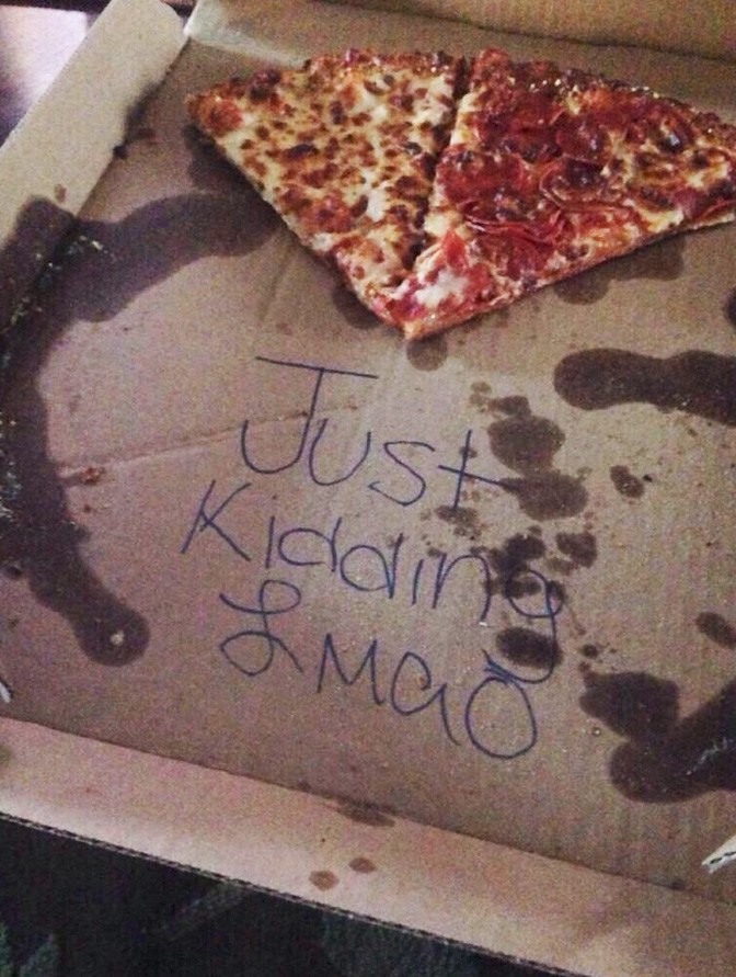 asking a girl out with pizza - Just Kidding