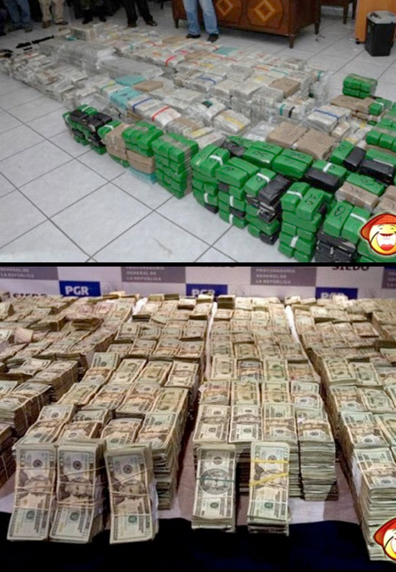Confiscated cash.  Top photo - $205 million dollars.