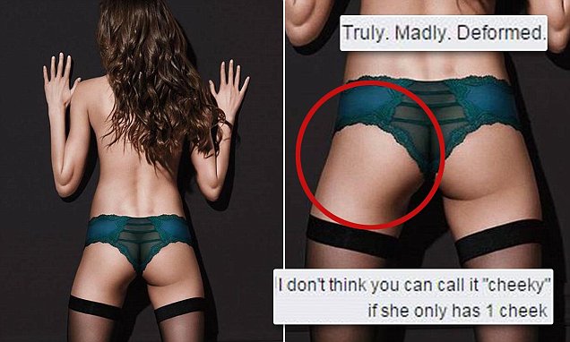 victoria's secret photoshop fails - Truly. Madly. Deformed. I don't think you can call it "cheeky" if she only has 1 cheek