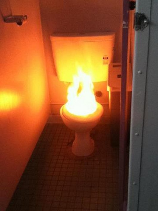 wtf toilet on fire