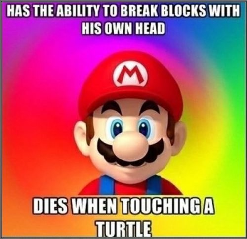 video game memes - Has The Ability To Break Blocks With His Own Head M Dies When Touching A Turtle