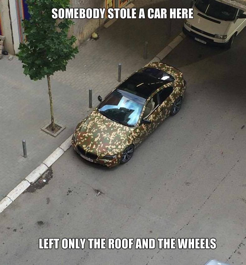 successful black man meme - Somebody Stole A Car Here Left Only The Roof And The Wheels