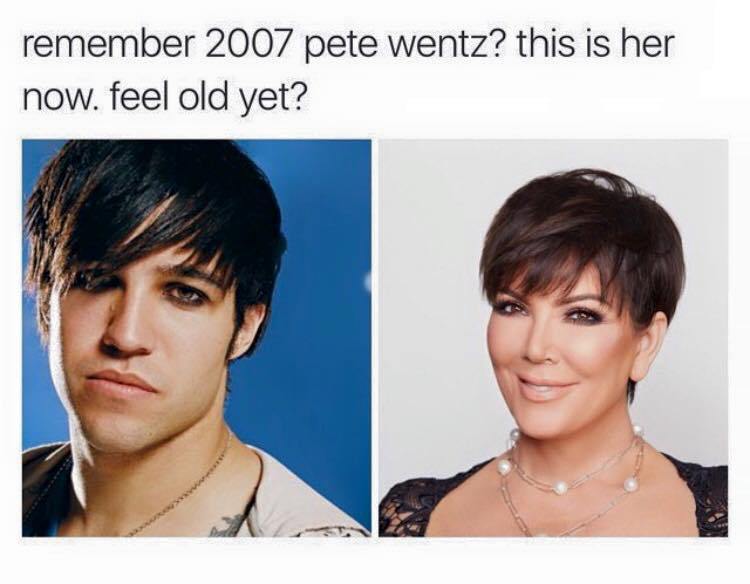 fall out boy pete - remember 2007 pete wentz? this is her now. feel old yet?