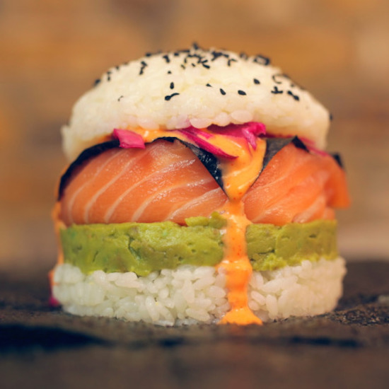 salmon sushi burger