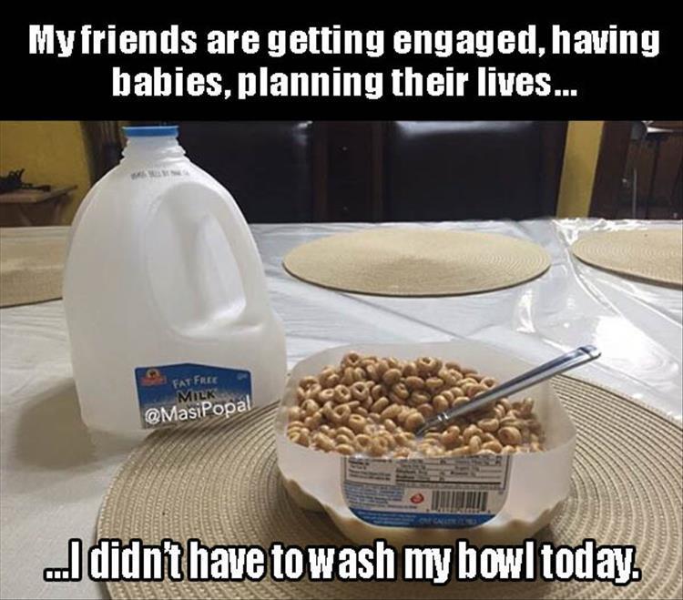 redneck inventions memes - My friends are getting engaged, having babies, planning their lives... Fat Free Milk QMasiPopal I didnt have to wash my bowl today.