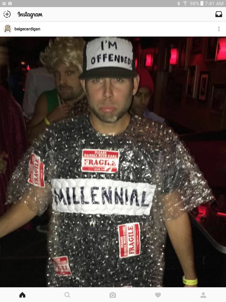 millennial costume halloween - An 'Instagram beige cardigan I'M Offended Raci Millennial Fragile