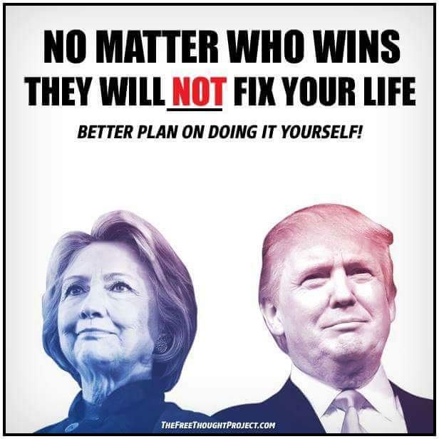 trump vs hillary white background - No Matter Who Wins They Will Not Fix Your Life Better Plan On Doing It Yourself! Thefreethought Project.Com