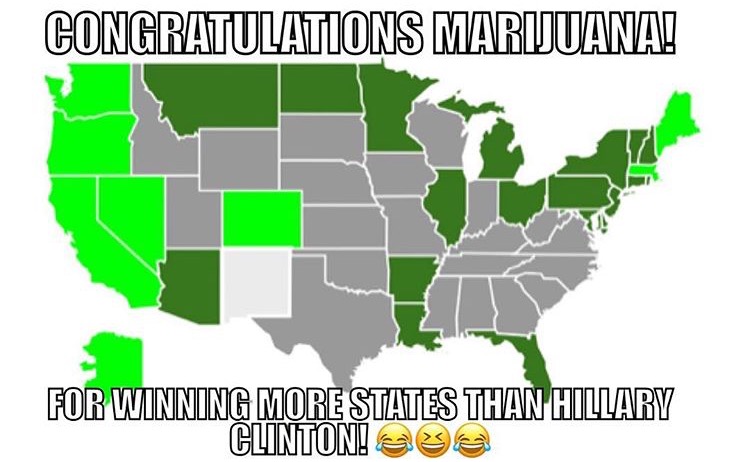 random pic marijuana use by state - Congratulations Marijuana! For Winning More States Than Hillary Clinton! See