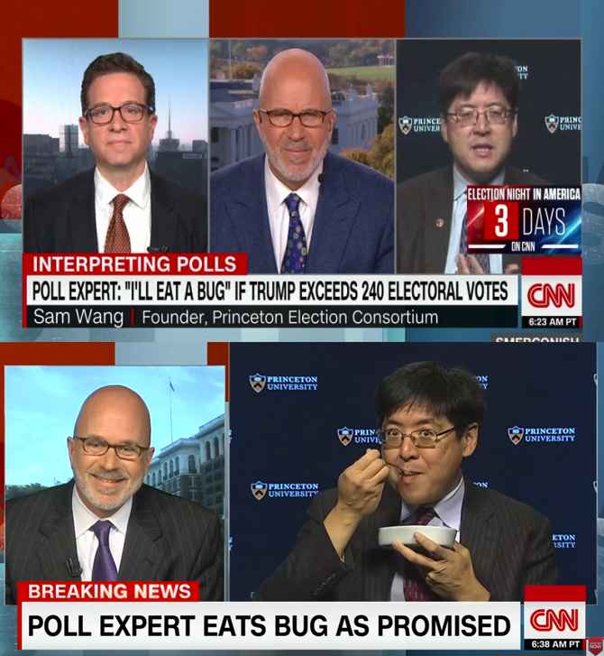 mornings tumblr funng - Election Night In America 3 Days Interpreting Polls Poll Expert "T'Ll Eat A Bug" If Trump Exceeds 240 Electoral Votes Sam Wang Founder, Princeton Election Consortium Cinn Breaking News Poll Expert Eats Bug As Promised Can Camp