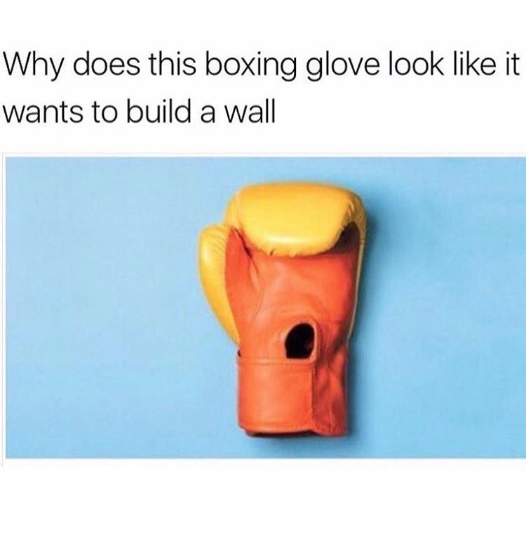 trump boxing glove - Why does this boxing glove look it wants to build a wall