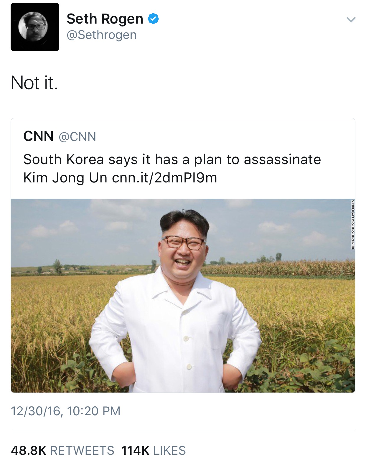 south korea don t tell anyone - Seth Rogen Not it. Cnn South Korea says it has a plan to assassinate Kim Jong Un cnn.it2dmPI9m KonaAfpAfpGetty Images 123016,