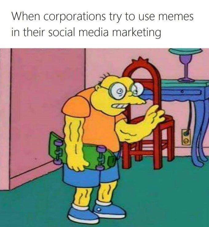 hans moleman cowabunga - When corporations try to use memes in their social media marketing Cv