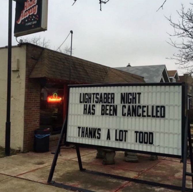 lightsaber night has been cancelled - Lightsaber Nicht Has Been Cancelled Thanks A Lot Todd
