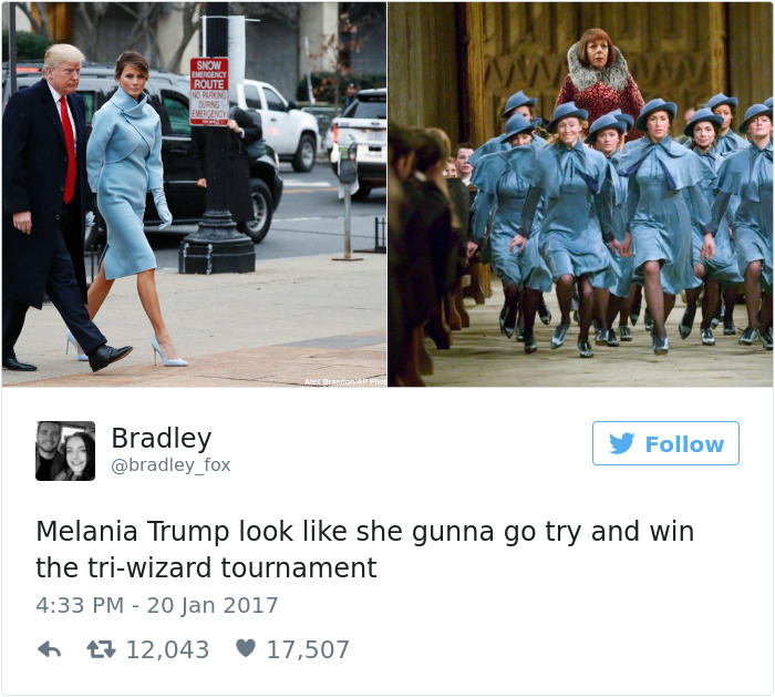 Funny memes about Melania Trump from the inauguration.