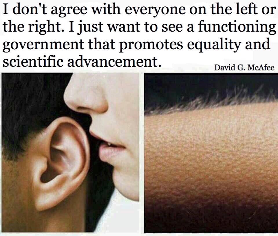 memes  - biological memes - I don't agree with everyone on the left or the right. I just want to see a functioning government that promotes equality and scientific advancement. David G. McAfee